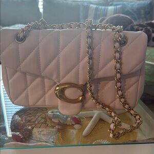 Coach Quilted Shoulder Bag - Cream with Gold Chain